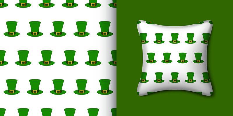 St. Patrick's Day hat seamless pattern with pillow. Vector illustration
