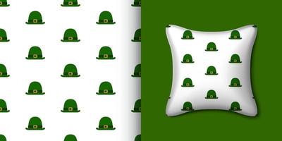 St. Patrick's Day hat seamless pattern with pillow. Vector illustration