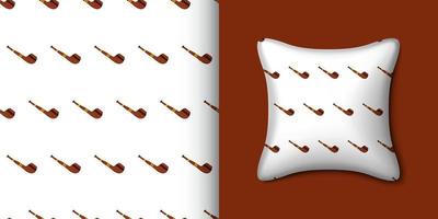 Smoking pipe seamless pattern with pillow. Vector illustration