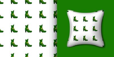 Leprechaun boot seamless pattern with pillow. Vector illustration