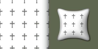 Christian cross seamless pattern with pillow. Vector illustration