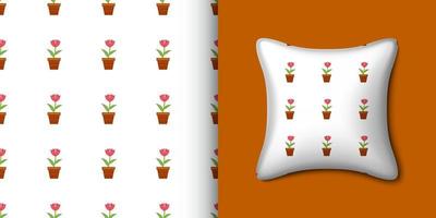 Flower seamless pattern with pillow. Vector illustration