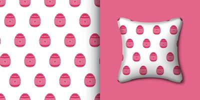 Easter egg seamless pattern with pillow. Vector illustration