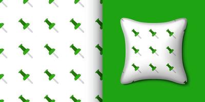 Push pin seamless pattern with pillow. Vector illustration