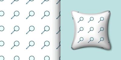 Magnifying glass seamless pattern with pillow. Vector illustration