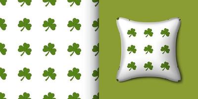 Clover seamless pattern with pillow. Vector illustration