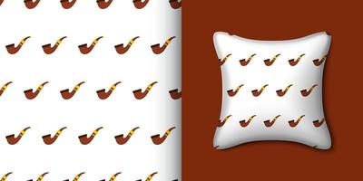 Smoking pipe seamless pattern with pillow. Vector illustration