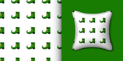 Leprechaun boot seamless pattern with pillow. Vector illustration