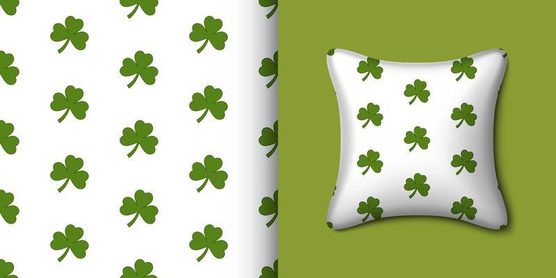 Clover seamless pattern with pillow. Vector illustration