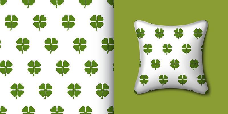 Clover seamless pattern with pillow. Vector illustration