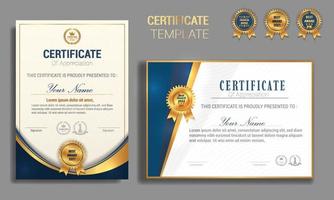 Set modern certificate template with realistic wave texture on modern ornament and pattern background. A4 size. vector illustration