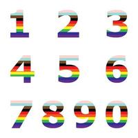 Rainbow digits set. Numbers collection. Lgbt, lgbtq plus, new. Vector. vector