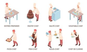 Cooking Isometric Compositions Set vector