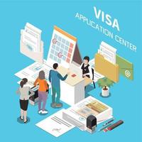 fondo isométrico del centro de solicitud de visa vector