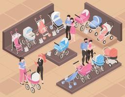 Isometric Baby Carriage Store vector