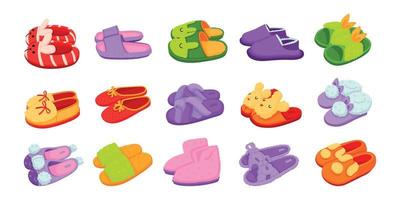 House Slippers Flat Set vector