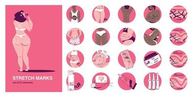 Stretch Marks Round Icons vector