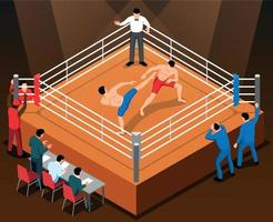 Kickboxing Competition Isometric Composition vector