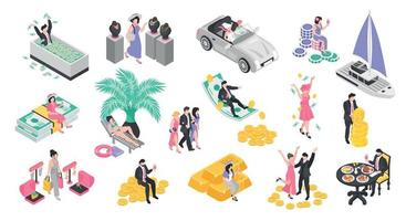 Rich People Isometric Set vector