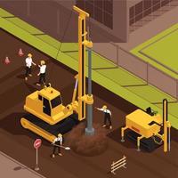 Well Drilling Isometric Illustration vector