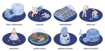 Space Colonization Isometric Compositions vector