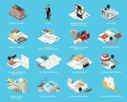 Embassy Services Support Isometric Set vector