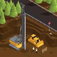 Isometric Well Drilling Illustration vector
