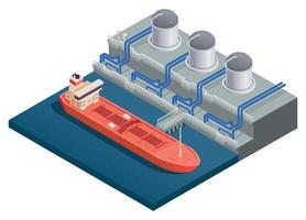 LNG Terminal Isometric Composition vector