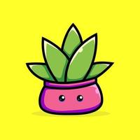 Cute cactus cartoon vector icon illustration. plant nature icon concept. isolated premium vector.