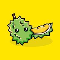 Cute durian cartoon vector icon illustration. fruits nature icon concept. isolated premium