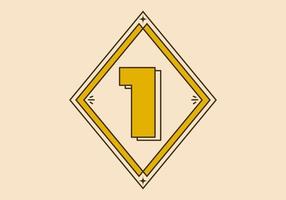 Number 1 in retro frame design vector