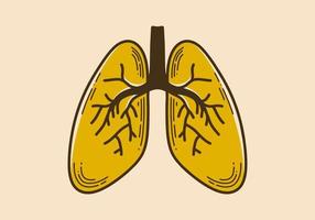 ilustración de estilo vintage de pulmones humanos vector