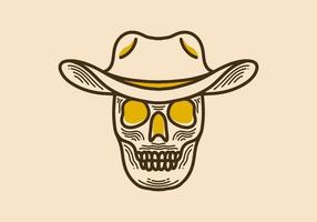 Vintage style illustration of a skull wearing a cowboy hat vector