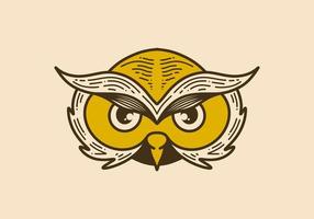 Vintage style illustration of a owl head with bulging eyes vector