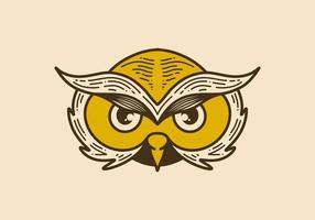 Vintage style illustration of a owl head with bulging eyes vector