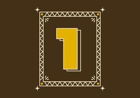 Number 1 in retro frame design vector