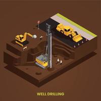 Well Drilling Isometric Composition vector