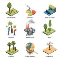 Isometric Environmental Problems Set vector