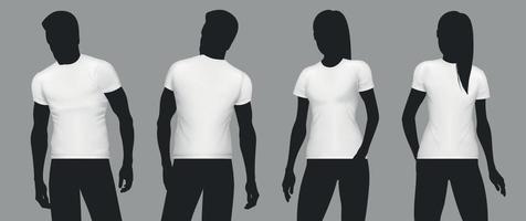 Realistic T shirt Mockup Silhouette Icon Set vector