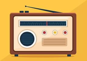 reproductor de radio para grabar, programa de entrevistas, entrevistas a celebridades y escuchar música en una plantilla dibujada a mano ilustración de estilo plano de dibujos animados vector