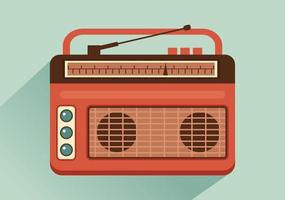 Retro Radio Player Style for Record, Old Receiver, Interviews Celebrity and Listening to Music in Template Hand Drawn Cartoon Flat Illustration vector