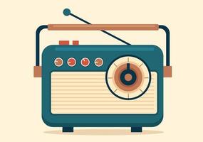 estilo de reproductor de radio retro para grabación, receptor antiguo, entrevistas a celebridades y escuchar música en una plantilla dibujada a mano ilustración plana de dibujos animados vector