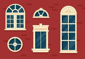 House Architecture with Set of Doors and Windows Various Shapes, Colors and Sizes in Template Hand Drawn Cartoon Flat Background Illustration vector