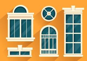 arquitectura de la casa con un conjunto de puertas y ventanas de varias formas, colores y tamaños en plantilla ilustración de fondo plano de dibujos animados dibujados a mano vector