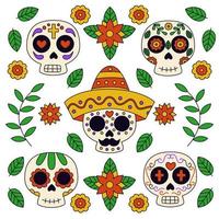 Hand drawn doodle day of dead background. vector