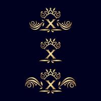 logotipo adornado de lujo real letra x vector