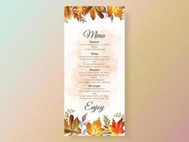 autumn wedding invitation card with pumpkin and mushroom and bird and leaves watercolor vector