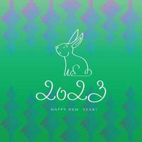 Happy New Year 2023 text design. Cover of business diary for 2023 with wishes. Symbol of the year - rabbit. Brochure design template, card, banner. Isolated on colorful background. vector