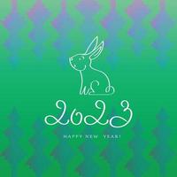 Happy New Year 2023 text design. Cover of business diary for 2023 with wishes. Symbol of the year - rabbit. Brochure design template, card, banner. Isolated on colorful background. vector