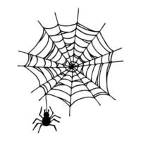 Simple hand drawn spider web illustration. Cute gossamer clipart. Halloween doodle for print, web, design, decor, logo vector